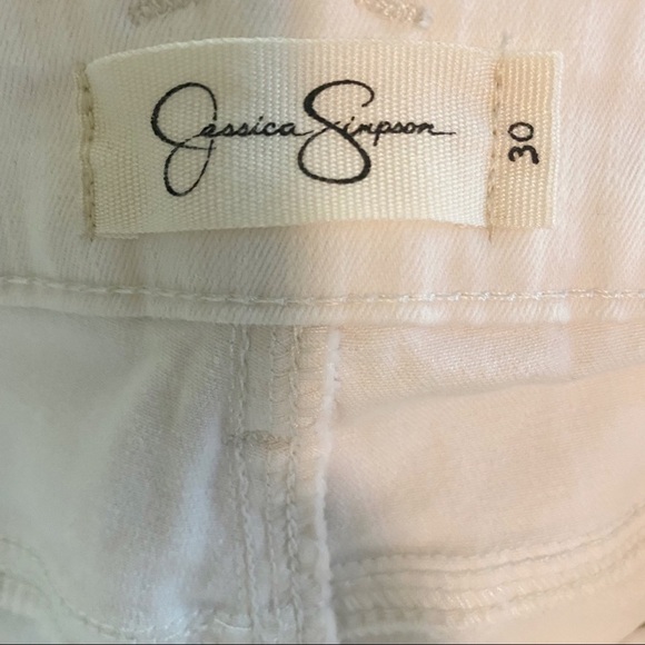 JESSICA SIMPSON Boho Embroidered Forever Rolled Ankle White Jeans 30 - Picture 10 of 14